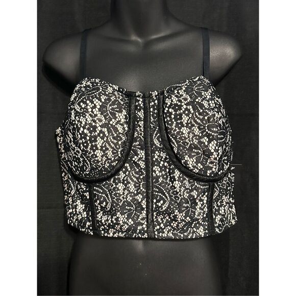 NEW WITH TAGS A’JUMMA BLACK FLORAL LACE BUSTIER CROP‎ TOP PLUS size 1X - Picture 3 of 6